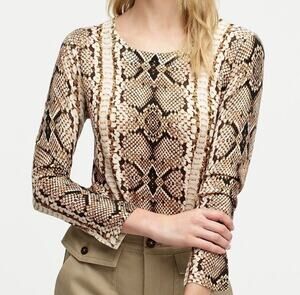 J.Crew Tippi Merino Wool Snake Print Sweater Large Animal Print Quiet Luxury